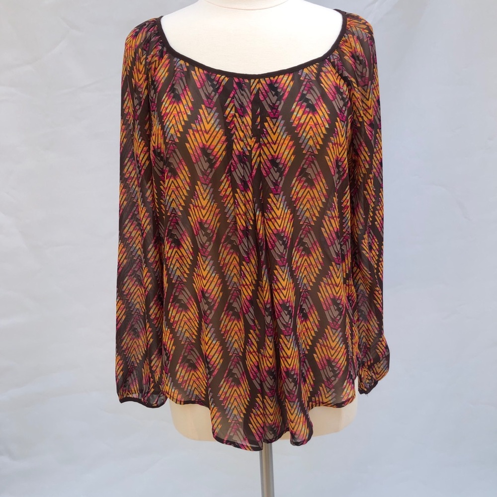 Blu Pepper Printed Blouse Size L
